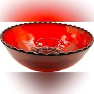 Vintage/Antique Rare Ruby Red Depression Glass Bowl, Good Preowned Condition